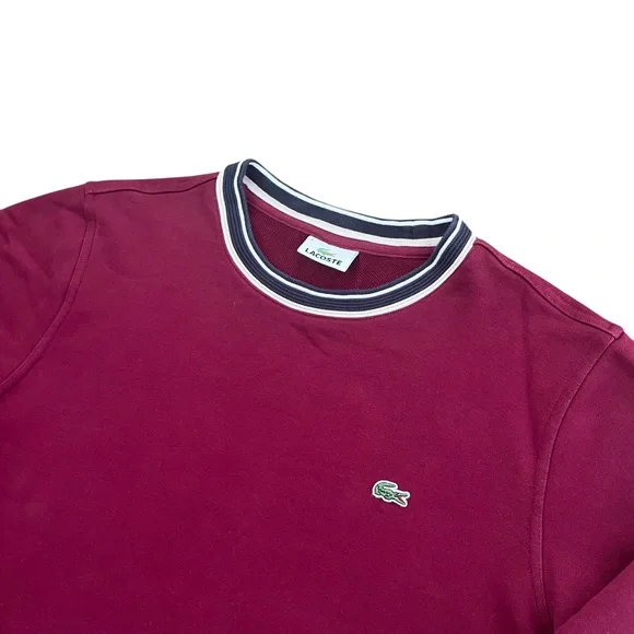 Lacoste Long Sleeve Sweater Mens M Burgundy Red Croc Crewneck Pullover Preppy - Picture 2 of 11